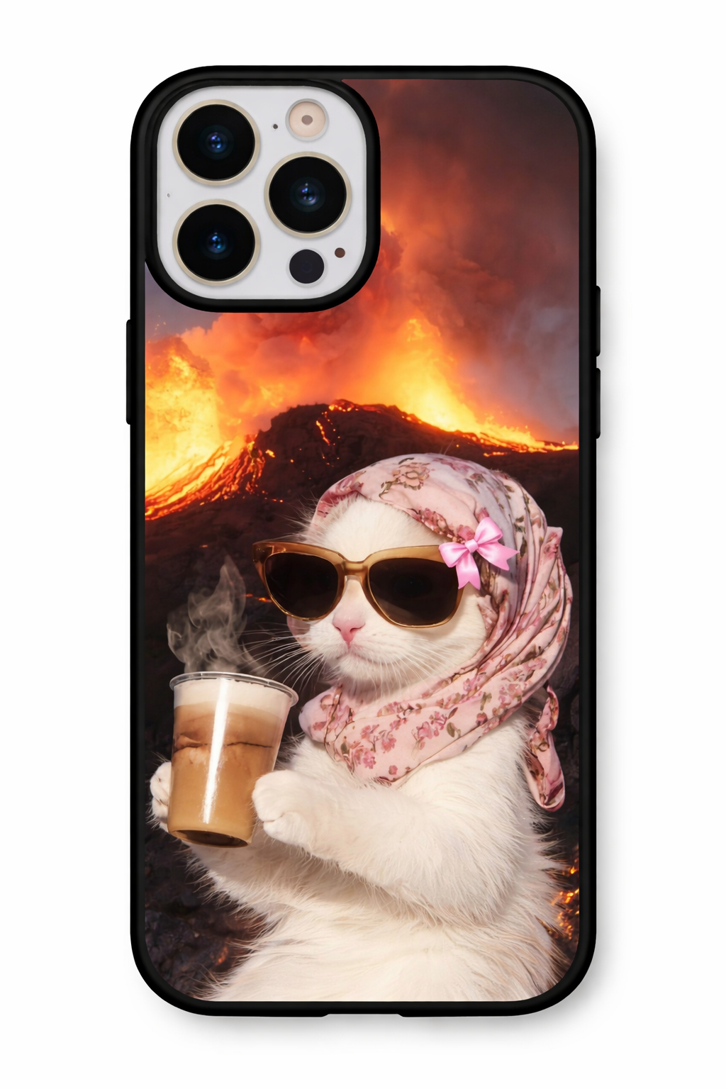 Aesthetic Cat Cover With Volcano Mobile Back Cover